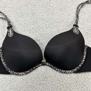 Victoria Secret Bra 34B Plunge Sexy Little Things Black with Trim